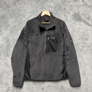 Mountain Hardware Jacket Mens XL Gray Black Monkey Man Deep Pile Fleece Full Zip